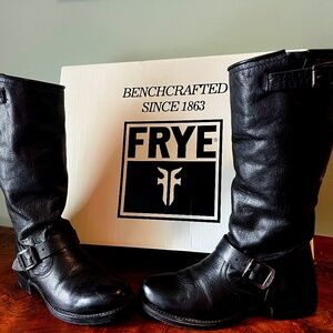 FRYE Black Leather Veronica Slouch Boots